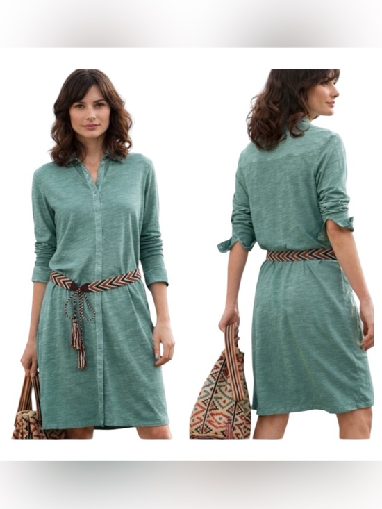 Peruvian Connection Dresses & Skirts - Peruvian Connection Sage Green Button-Up Shirt Lagos Dress Size Small Cotton